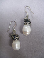 Pearl Sterling Silver Earrings | Handmade Sterling-Wrapped Freshwater Pearl Drop Earrings