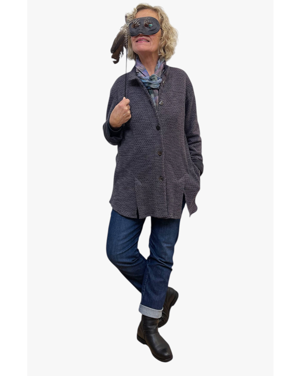 Textured Cotton Tuxedo Jacket | A-Line Four Vent Design with Vintage Buttons