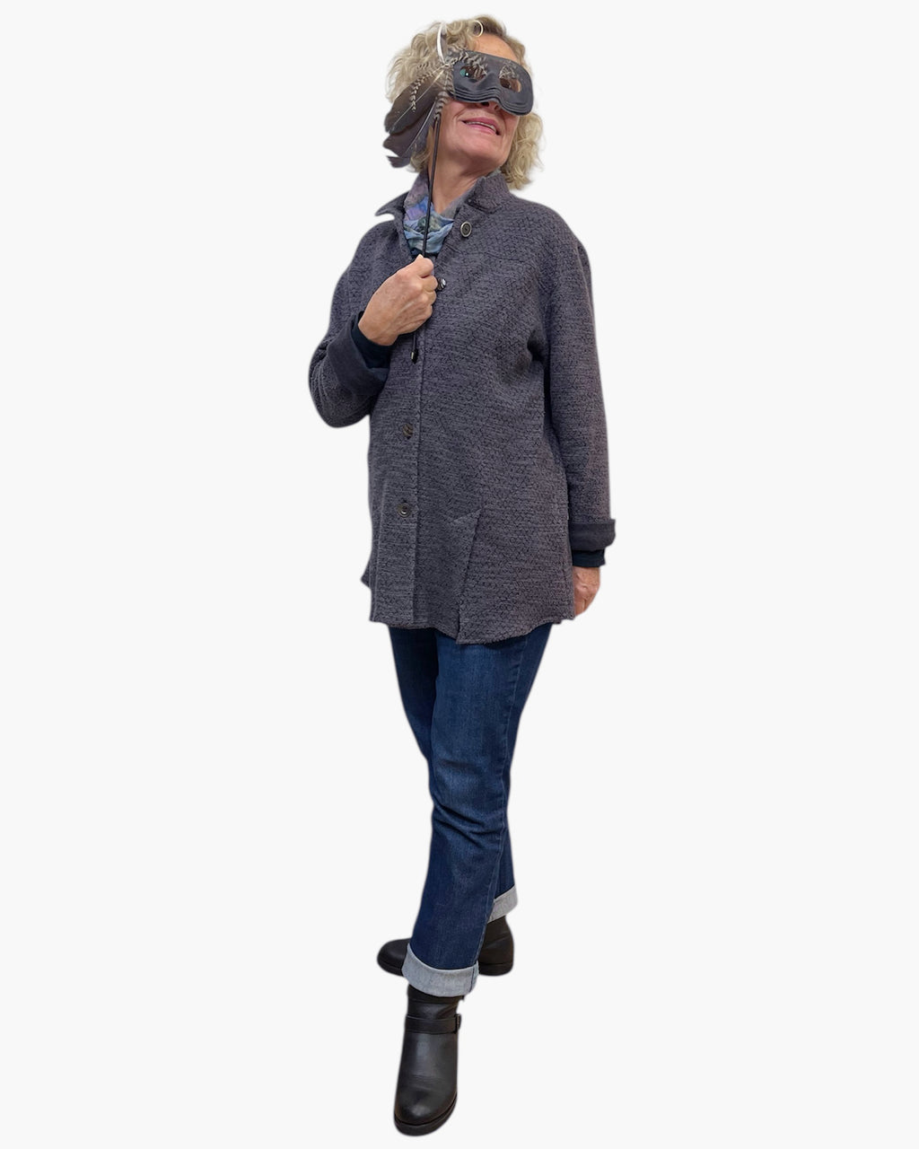 Textured Cotton Tuxedo Jacket | A-Line Four Vent Design with Vintage Buttons