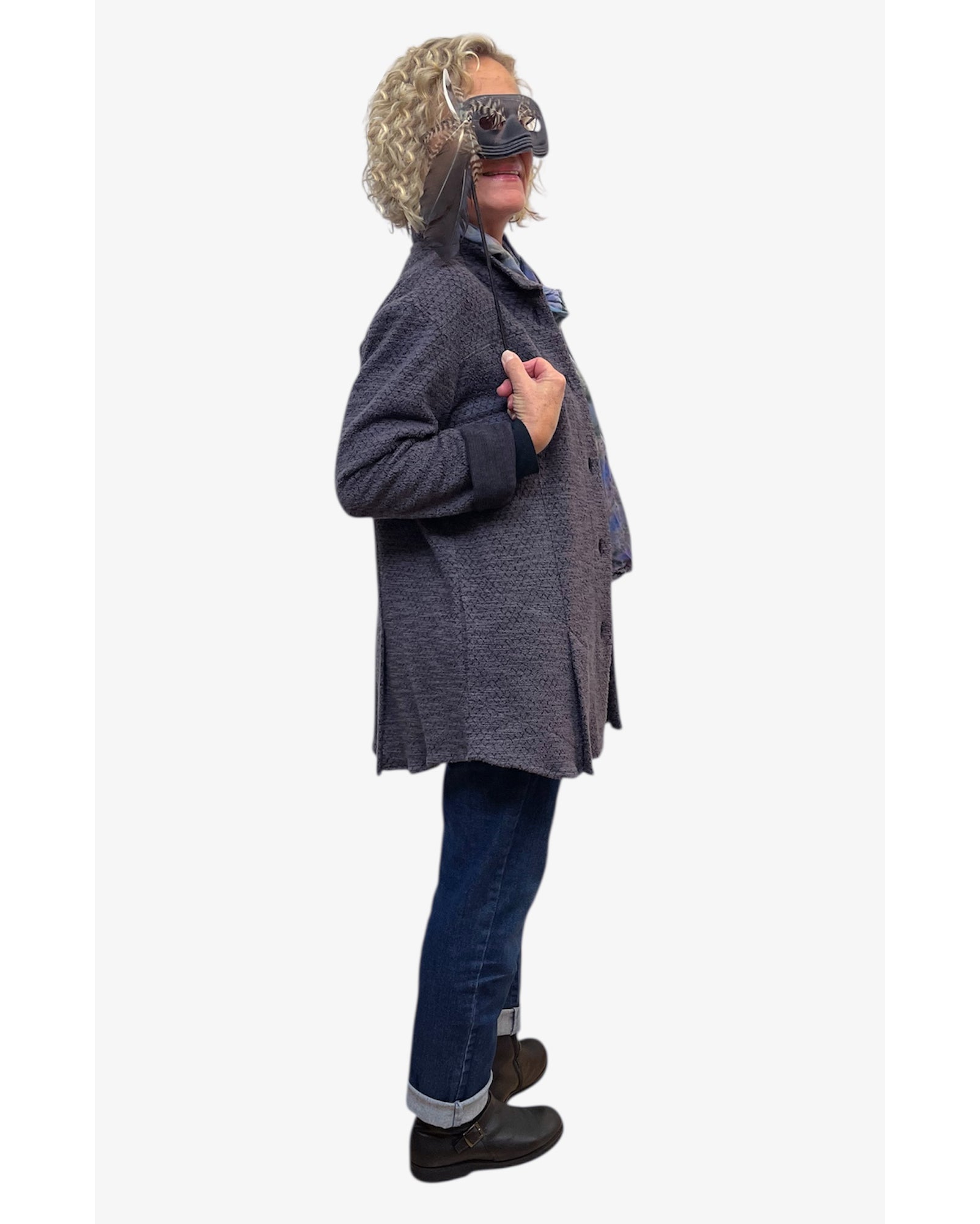 Textured Cotton Tuxedo Jacket | A-Line Four Vent Design with Vintage Buttons