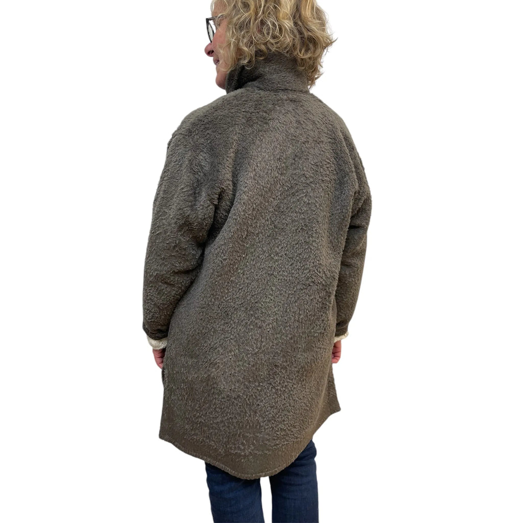 Premium Alpaca Wool Jacket | Two-Tone Luxury Cold Weather Fashion