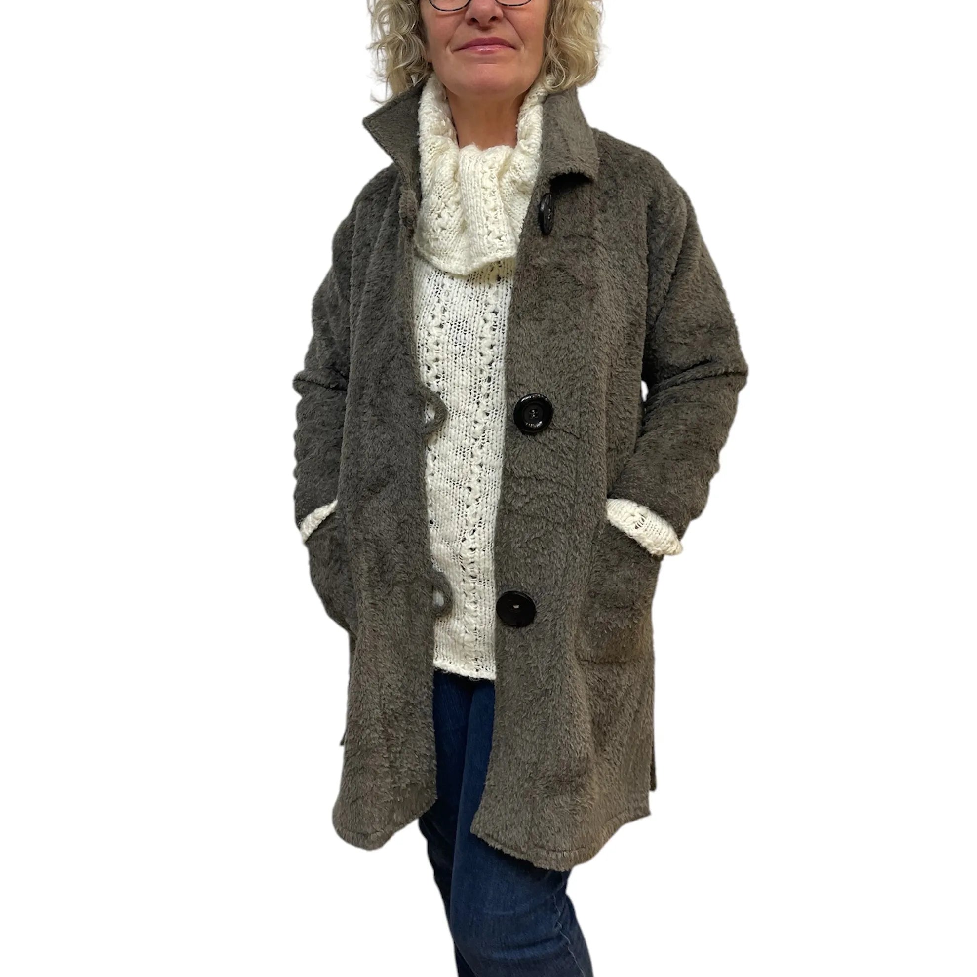 Premium Alpaca Wool Jacket | Two-Tone Luxury Cold Weather Fashion