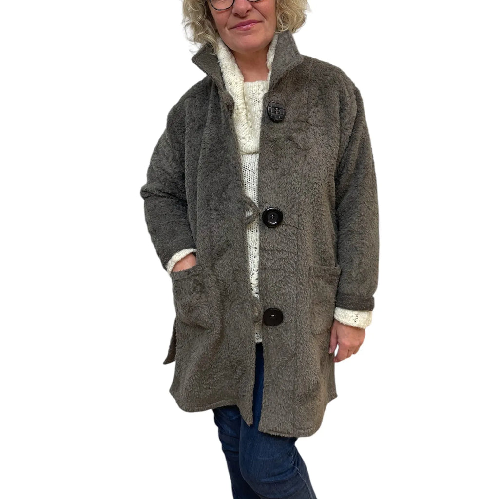 Premium Alpaca Wool Jacket | Two-Tone Luxury Cold Weather Fashion