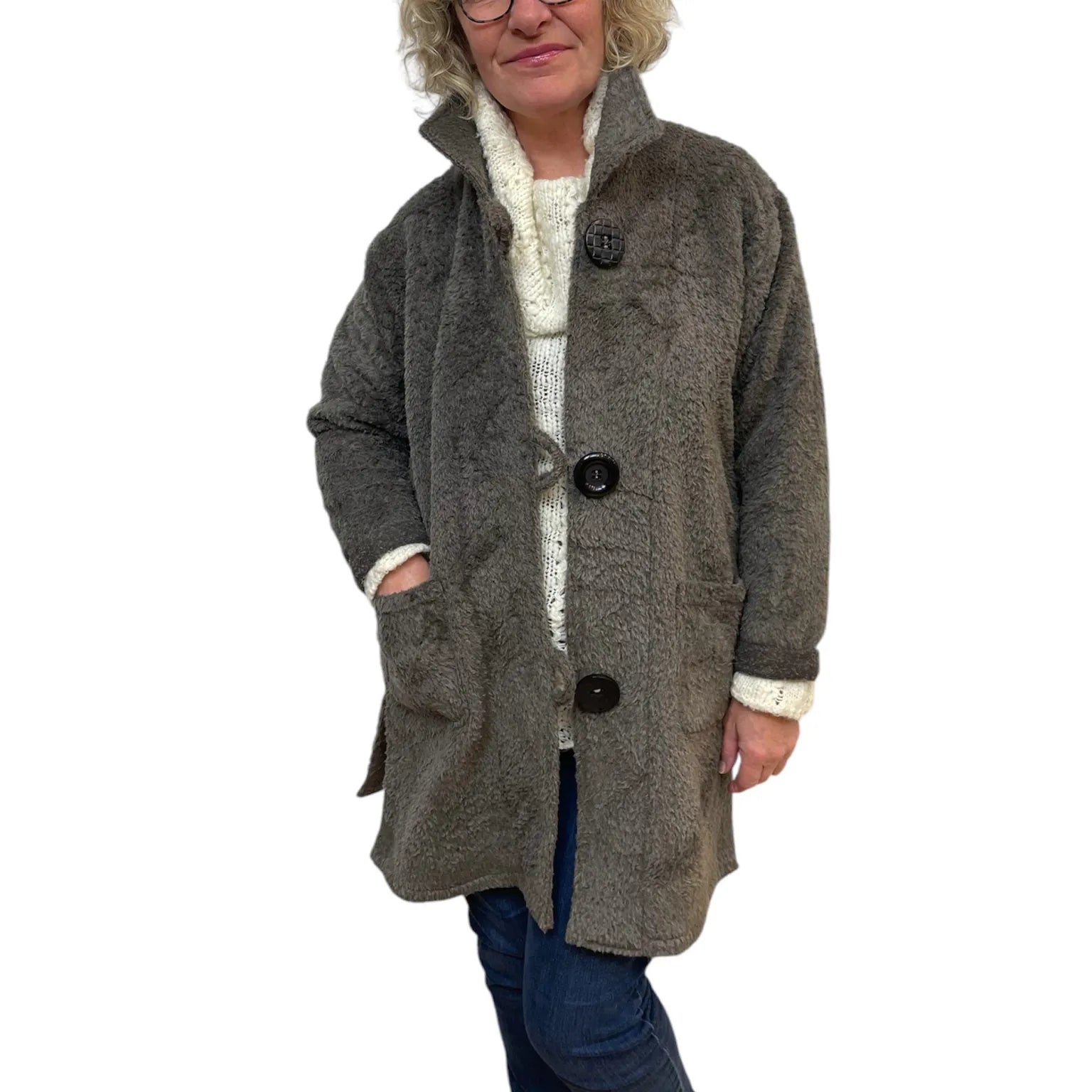Premium Alpaca Wool Jacket | Two-Tone Luxury Cold Weather Fashion