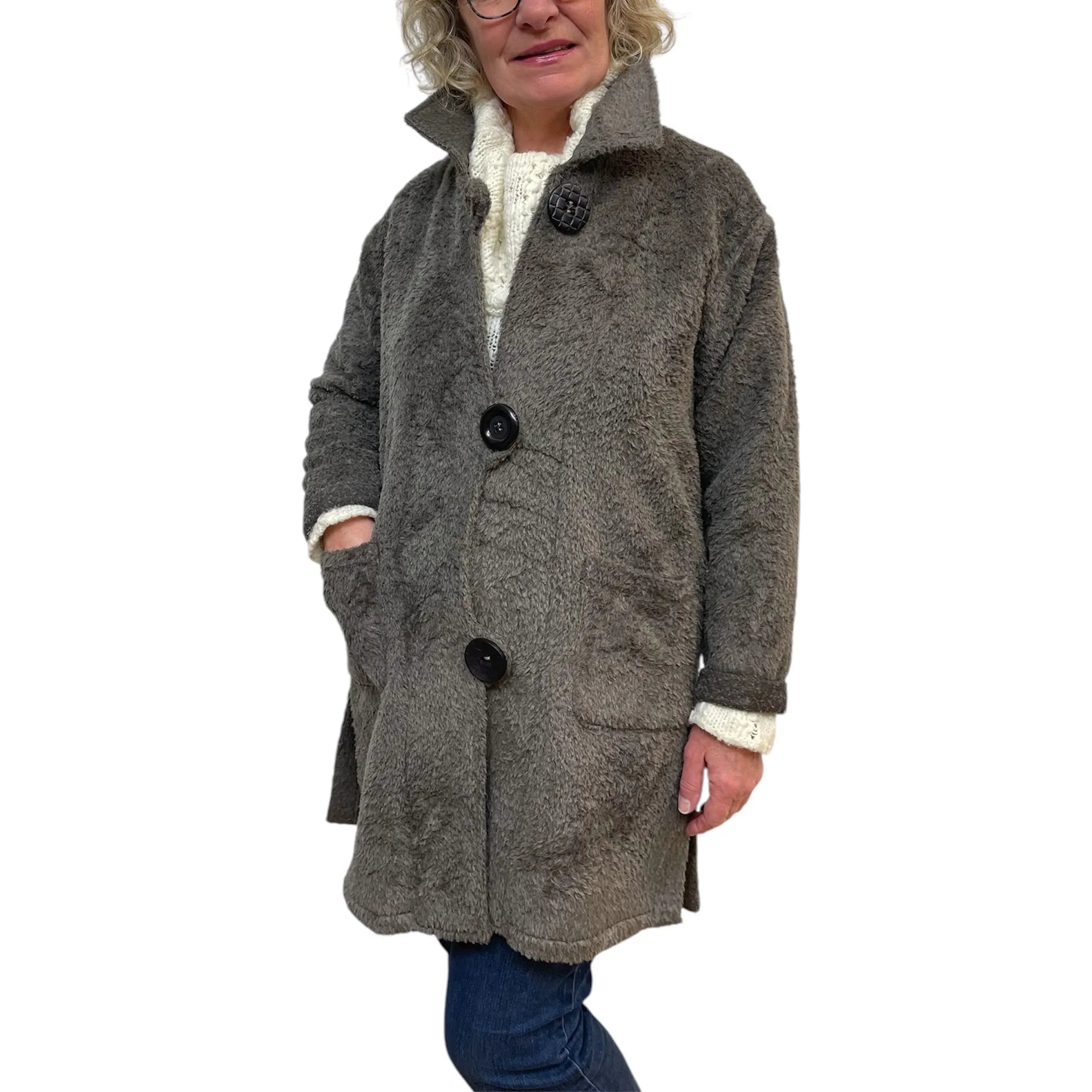 Premium Alpaca Wool Jacket | Two-Tone Luxury Cold Weather Fashion