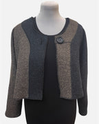 Black and Brown Alpaca Wool Bolero Jacket - Knobby Weave - One Size