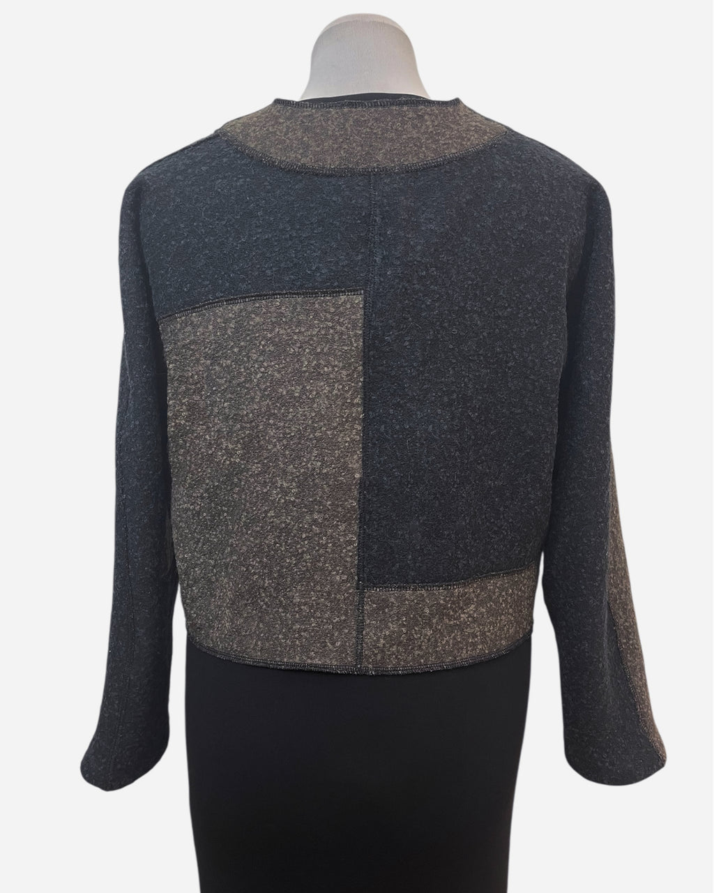 Black and Brown Alpaca Wool Bolero Jacket - Knobby Weave - One Size