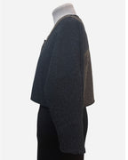 Black and Brown Alpaca Wool Bolero Jacket - Knobby Weave - One Size