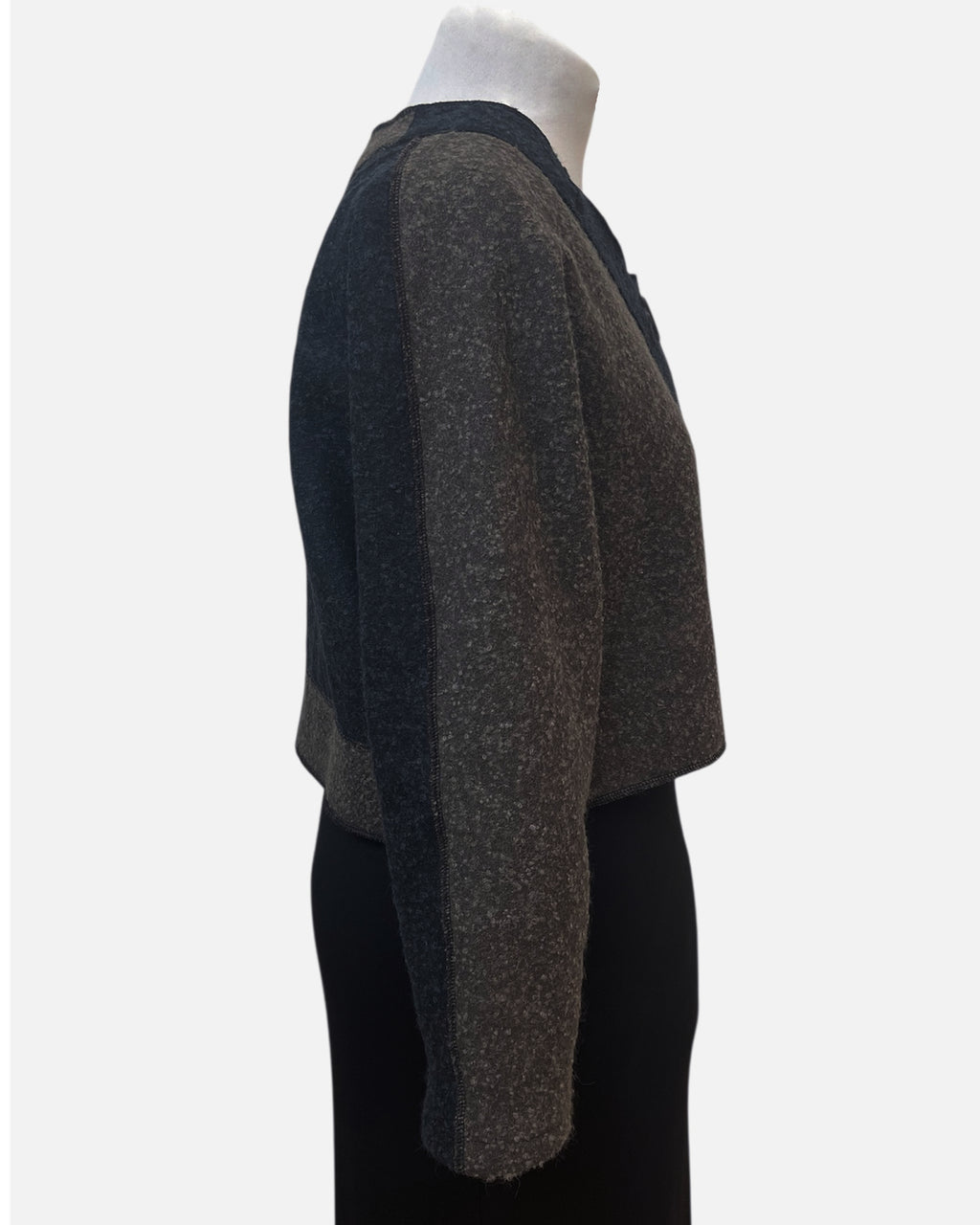 Black and Brown Alpaca Wool Bolero Jacket - Knobby Weave - One Size