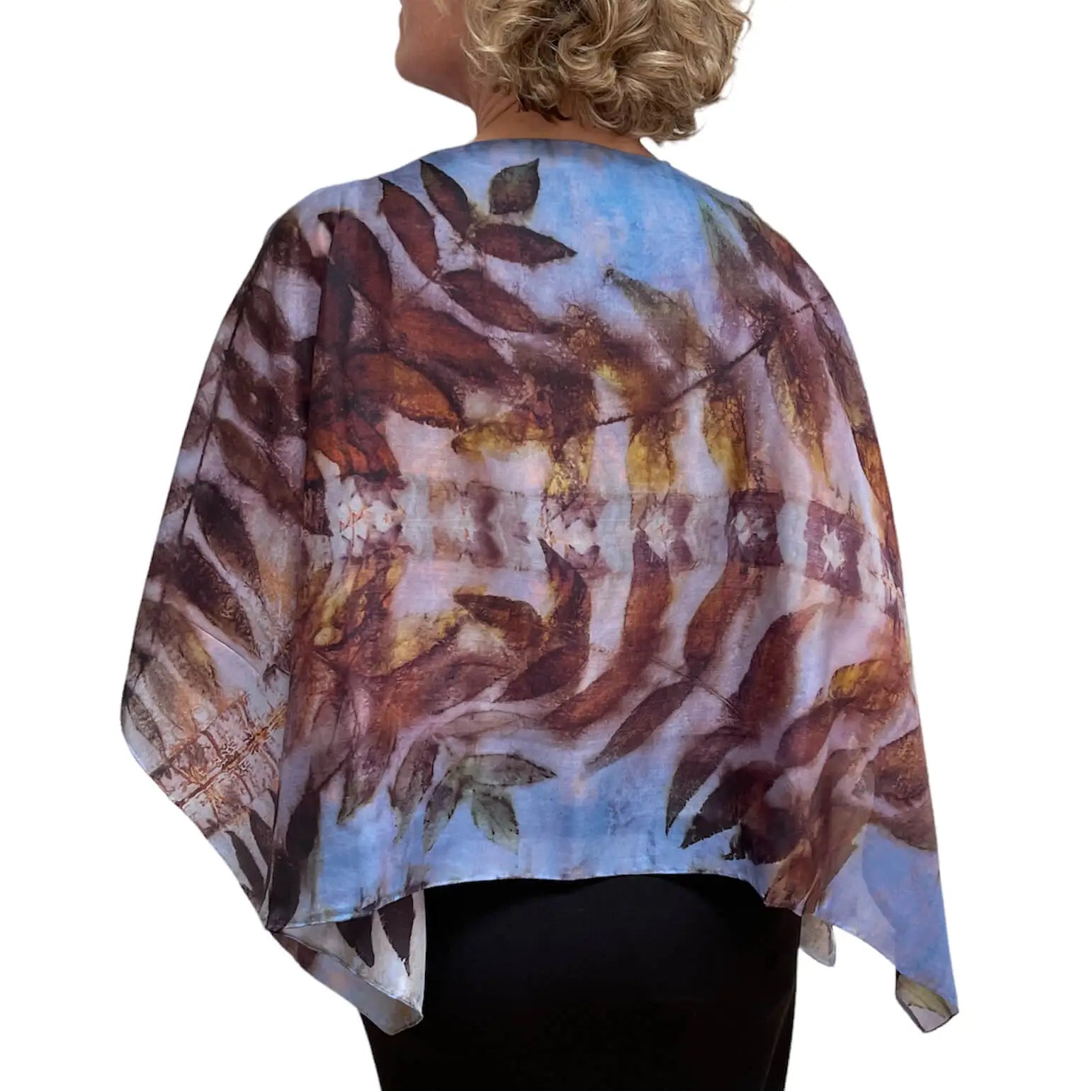 Black Walnut Wrap: Eco-Print Silk Poncho