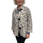 Italian Linen Jacket - Abstract Pattern Statement Piece with Vintage Buttons