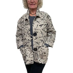 Italian Linen Jacket - Abstract Pattern Statement Piece with Vintage Buttons