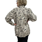 Italian Linen Jacket - Abstract Pattern Statement Piece with Vintage Buttons