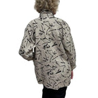 Italian Linen Jacket - Abstract Pattern Statement Piece with Vintage Buttons