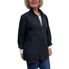 Black Yarn-Dyed Linen Shirt with Vintage Buttons