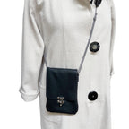 Handcrafted Black Cowhide Cell Phone Crossbody Bag