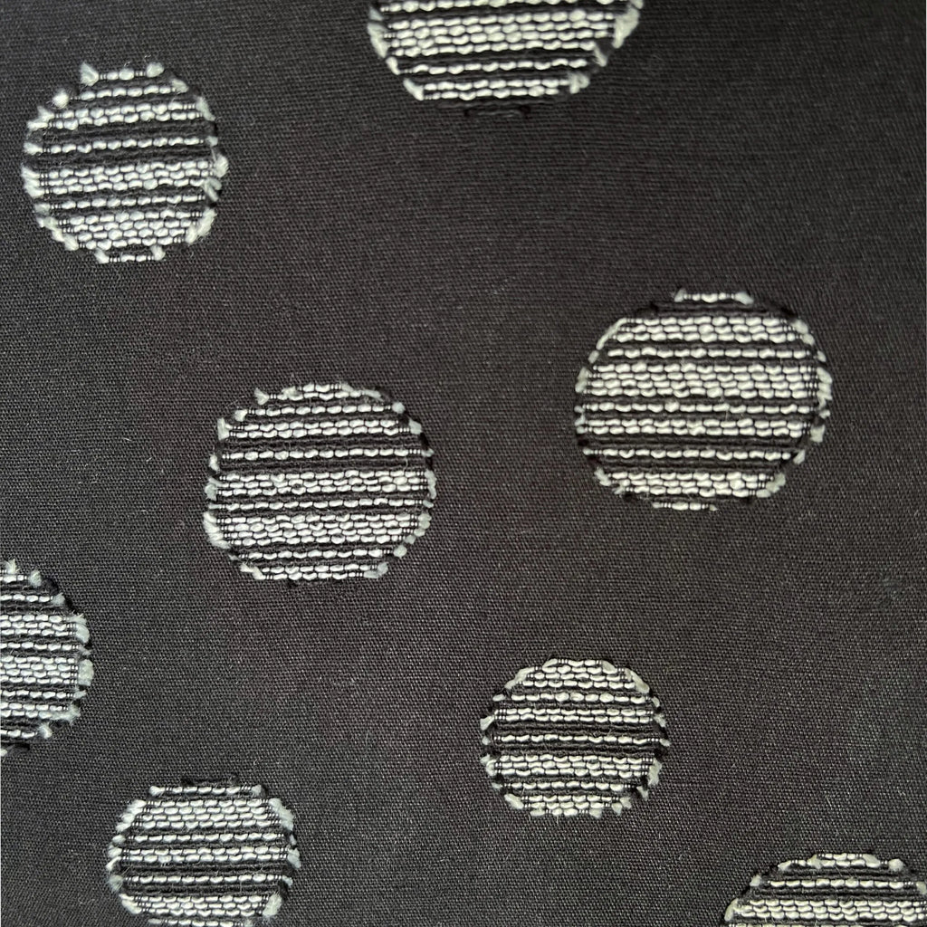 Black Cotton with Grey Dots Big Shirt - Button-Up with Vintage Buttons