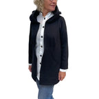 Black Tencel Hoodie Jacket - Long Zip Coat with Oversized Hood