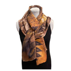 Black Walnut Eco Printed Silk Scarf - Rust Natural Dyed Luxury Scarf