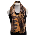 Black Walnut Eco Printed Silk Scarf - Rust Natural Dyed Luxury Scarf