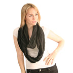 Elegant Black Silk Infinity Scarf - Versatile 88" Loop