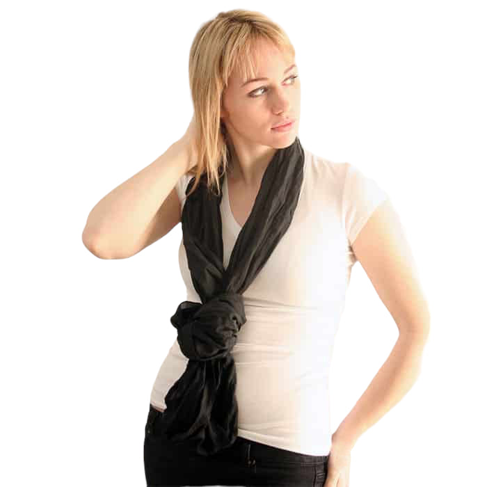 Elegant Black Silk Infinity Scarf - Versatile 88" Loop