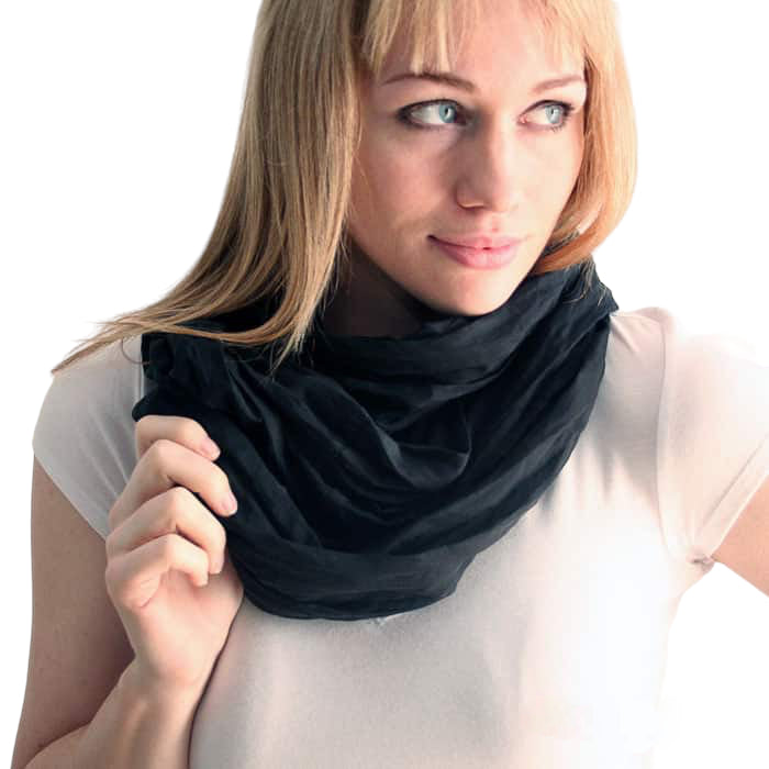 Elegant Black Silk Infinity Scarf - Versatile 88" Loop