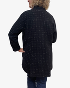 Four Vent A-Line Black and White Checkered Wool Blend Jacket