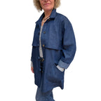 Denim Trench Jacket | Vintage Buttons | High Collar