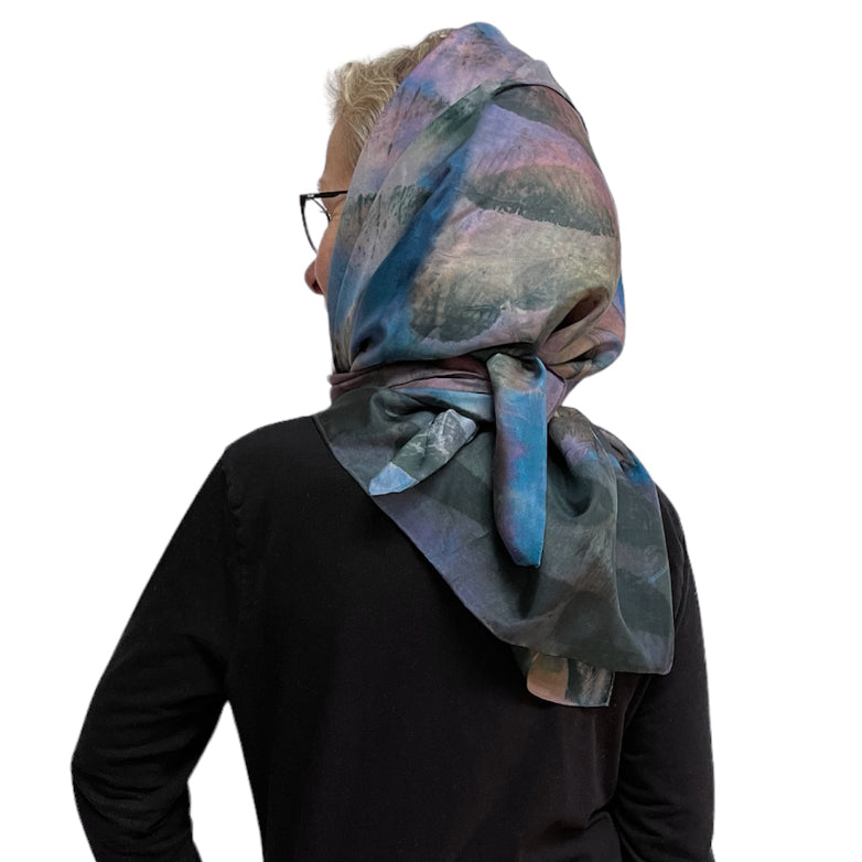 Black Walnut Eco-Print Silk Poncho - Seattle Handmade