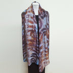 Blue Maroon Eco-Printed Silk Scarf - Black Walnut Botanical Print