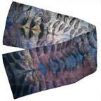 Blue purple eco printed silk scarf | Hand dyed black walnut imprint