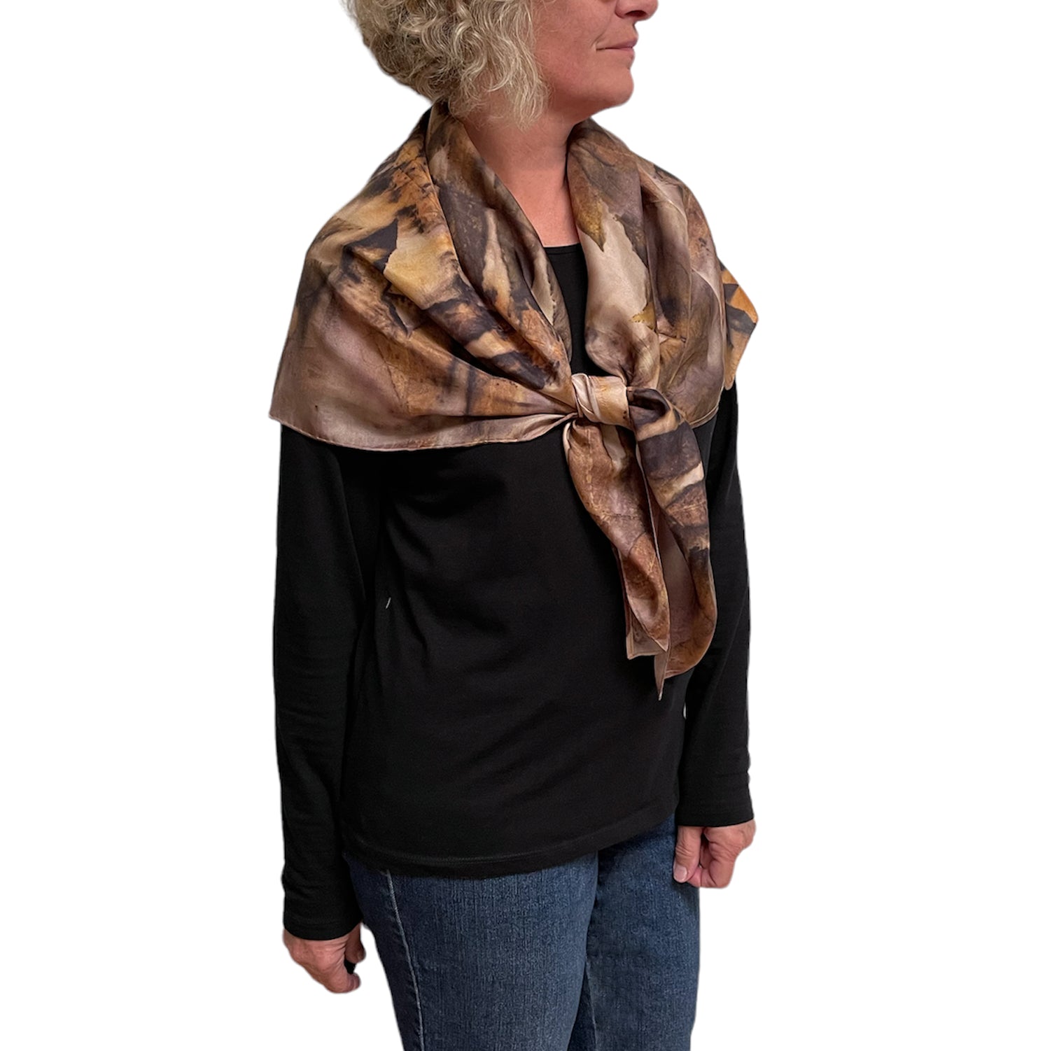 Black Walnut Silk Poncho: Eco-Print Art Wear