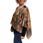 Black Walnut Silk Poncho: Eco-Print Art Wear