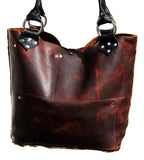 Leather Tote Bag: Brown Black Leather Artisan