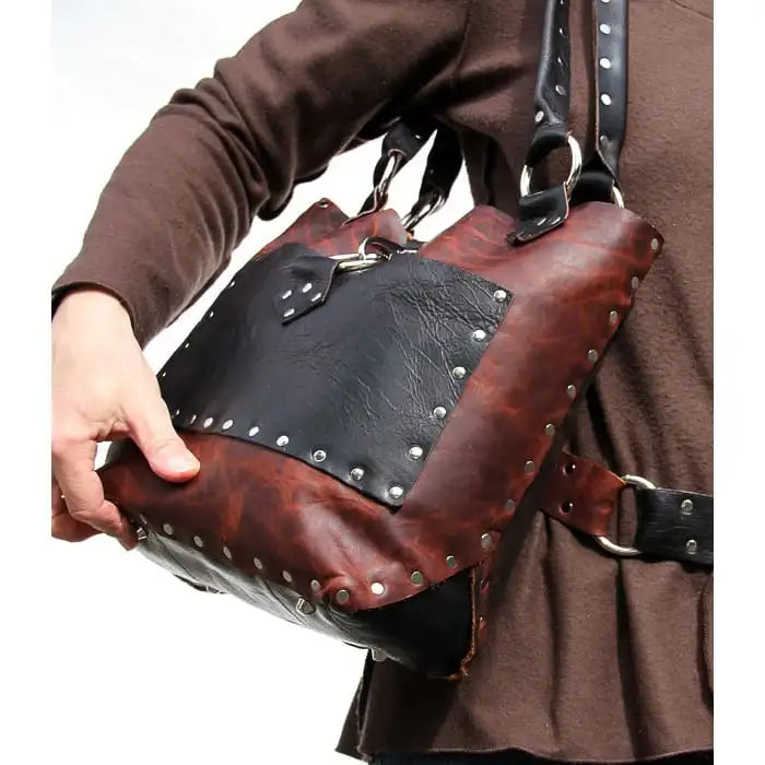 Leather Tote Bag: Brown Black Leather Artisan