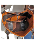 Leather Tote Bag: Brown Black Leather Artisan