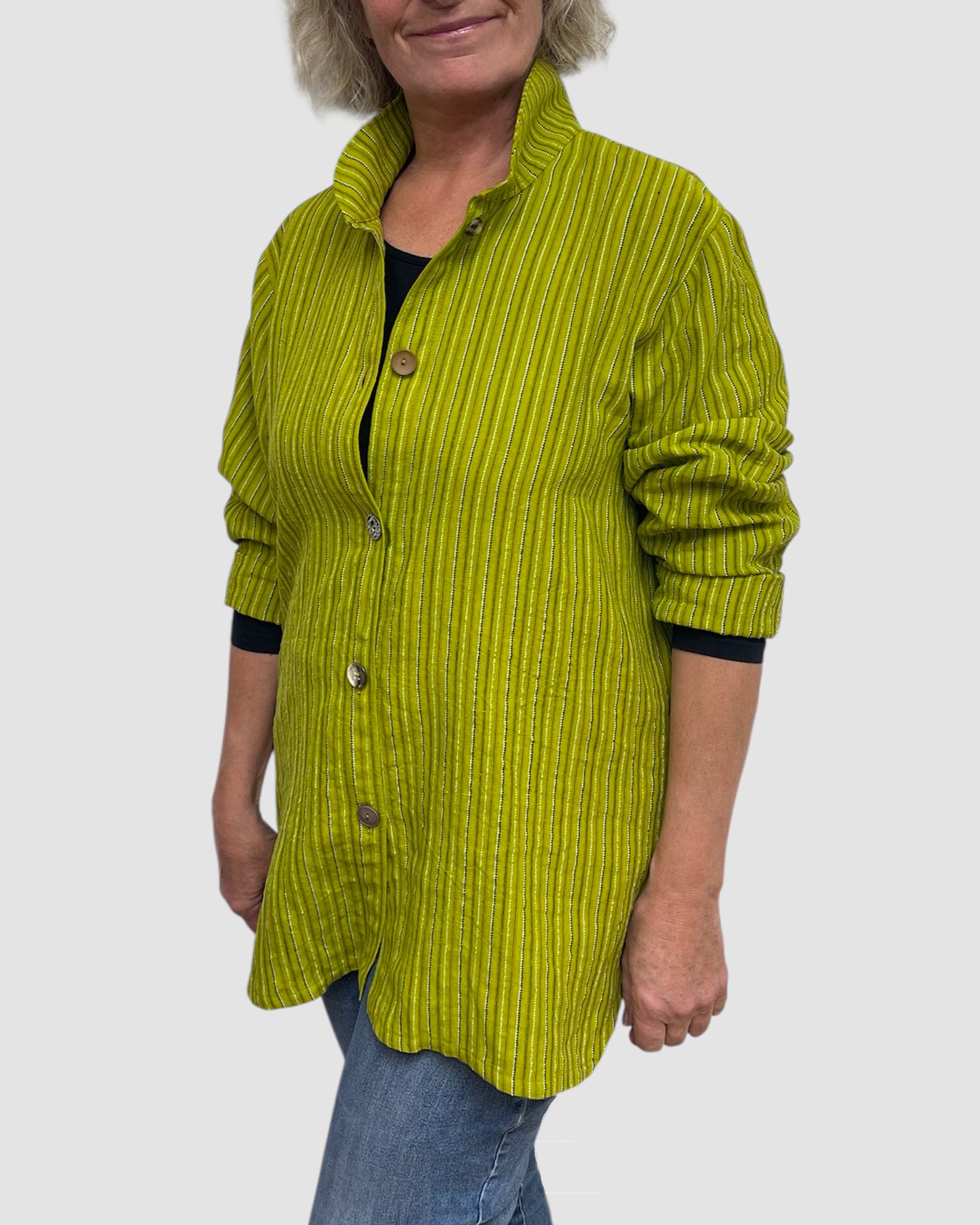 Hand-Dyed Chartreuse Linen Big Shirt