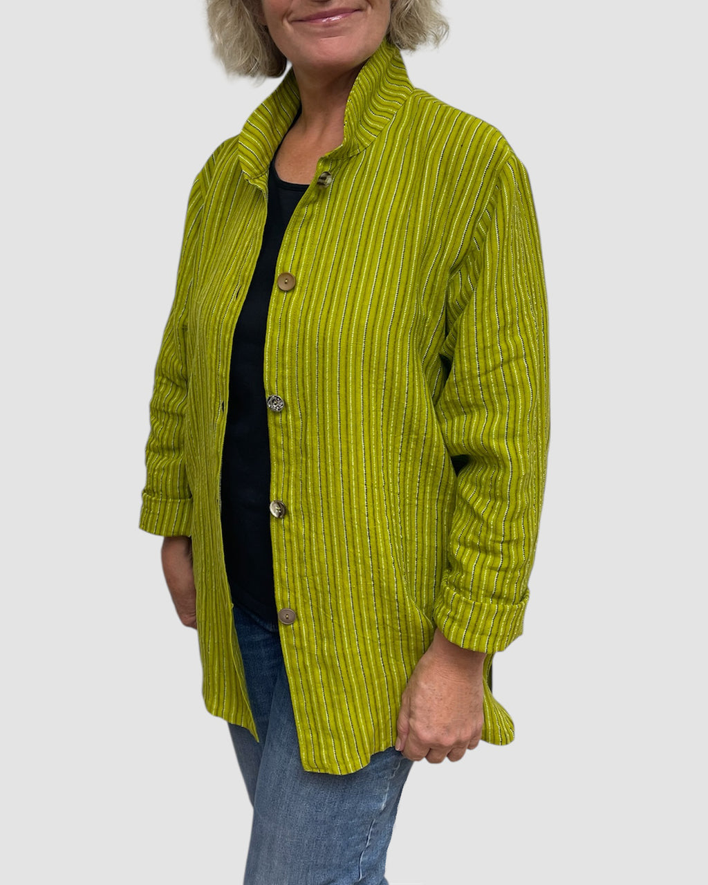 Hand-Dyed Chartreuse Linen Big Shirt
