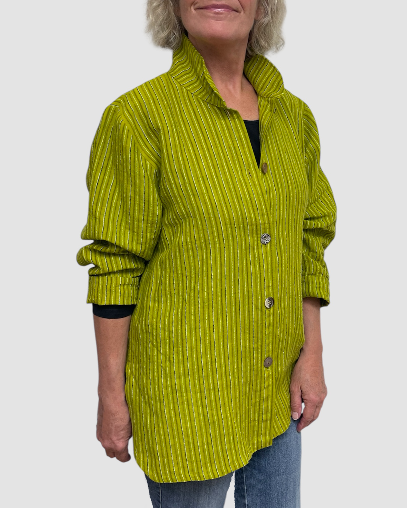 Hand-Dyed Chartreuse Linen Big Shirt
