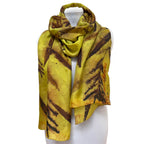 Fireweed Eco-Printed Silk Scarf - Hand Dyed Chartreuse Botanical