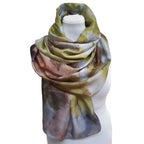 Chestnut Eco-Printed Silk Scarf - Hand Dyed Botanical Rectangle Scarf