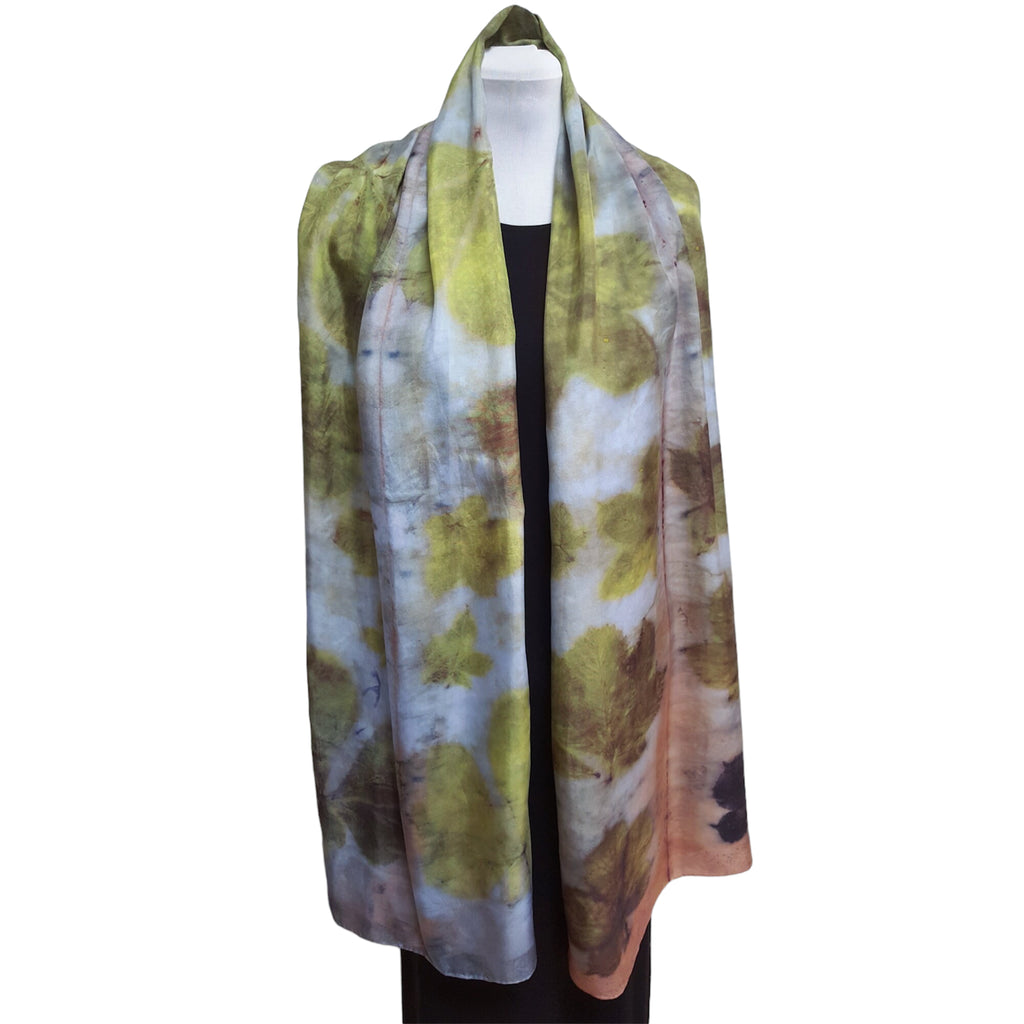 Chestnut Eco-Printed Silk Scarf - Hand Dyed Botanical Rectangle Scarf