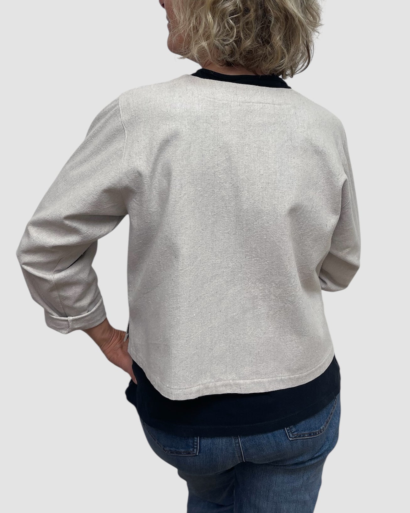 Cotton Canvas Cropped Layering Jacket