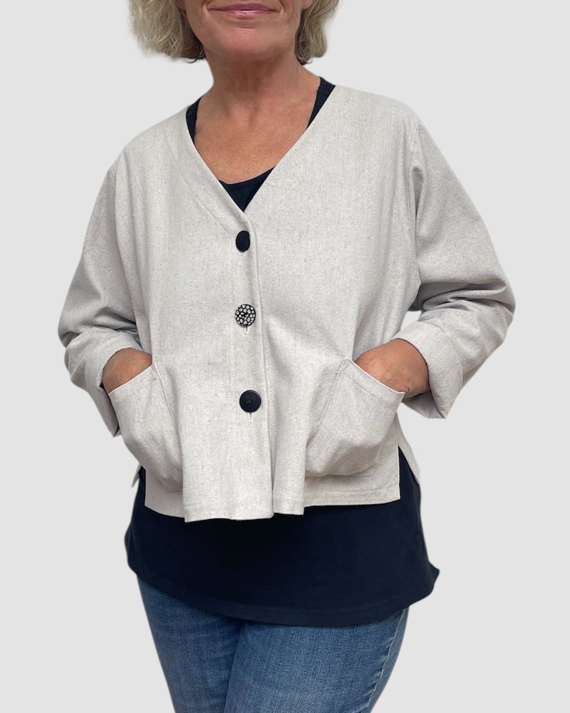 Cotton Canvas Cropped Layering Jacket