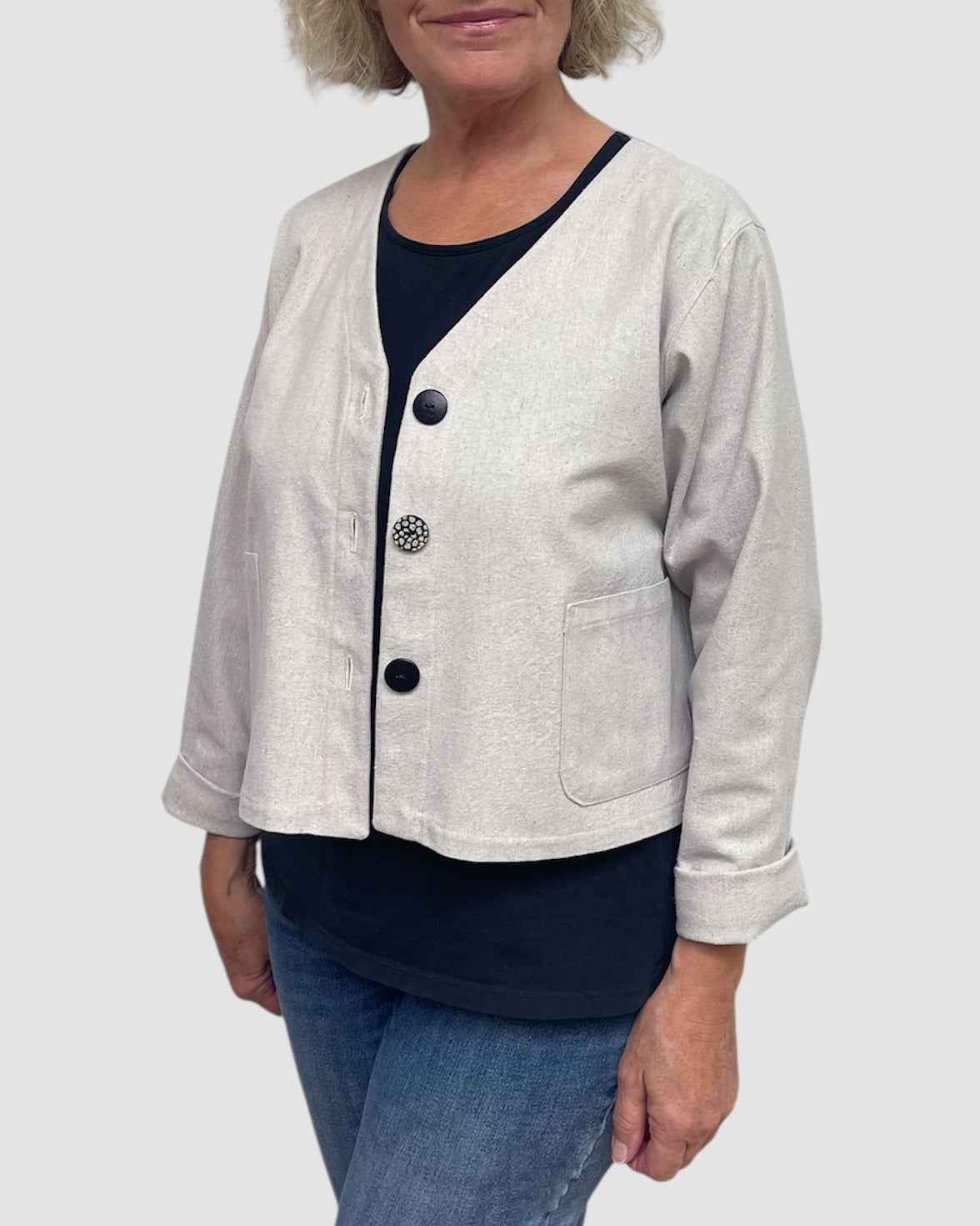 Cotton Canvas Cropped Layering Jacket