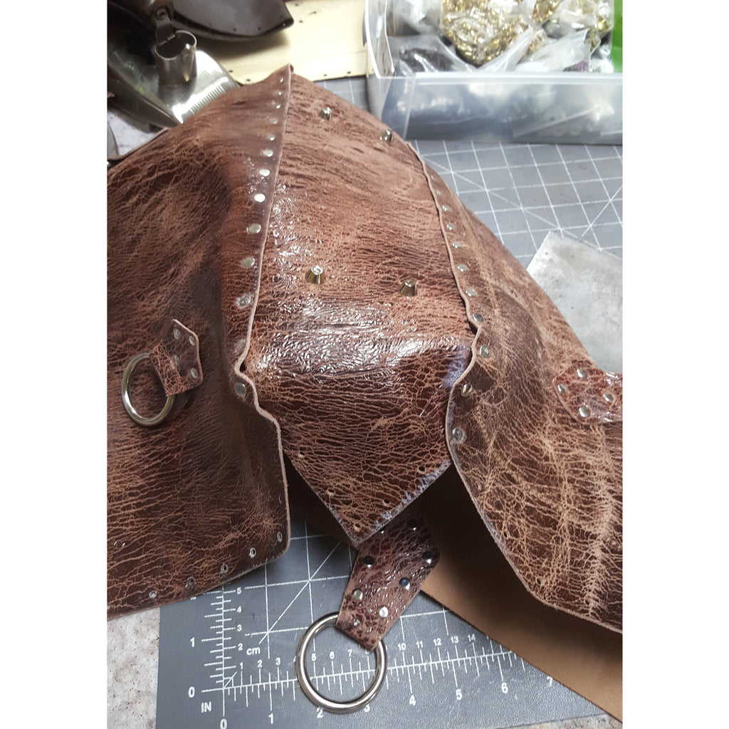 Brown Riveted Purse: Distressed Cowhide Everyday Bag