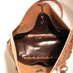 Brown Riveted Purse: Distressed Cowhide Everyday Bag