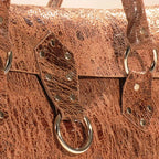 Brown Riveted Purse: Distressed Cowhide Everyday Bag