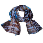 Blue Maroon Eco-Printed Silk Scarf - Black Walnut Botanical Print